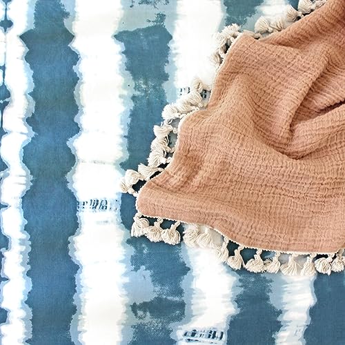 Image of Crane Tie-Dye Blue Toddler Sheets, 100% Cotton, Breathable, Fitted for Standard Crib Mattress, 28 inchx52 inch for Boys and Girls