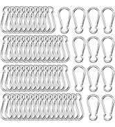 60 Pcs Carabiner Clip Spring Snap Hook, M8 3 Inch Heavy Duty Galvanized Steel Spring Snap Hook, Q...
