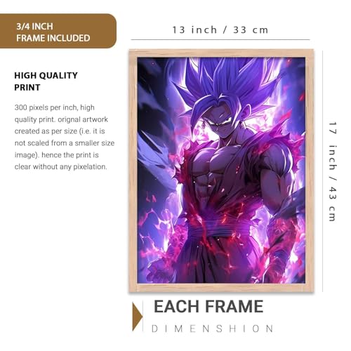 Image of walllane Japanese Anime Framed Posters for Living Room Bedroom Gaming Room Studio | Japanese Anime Characters Aesthetic Poster with Frame Wall Decor Set Of 3 (13 X 17 inch)