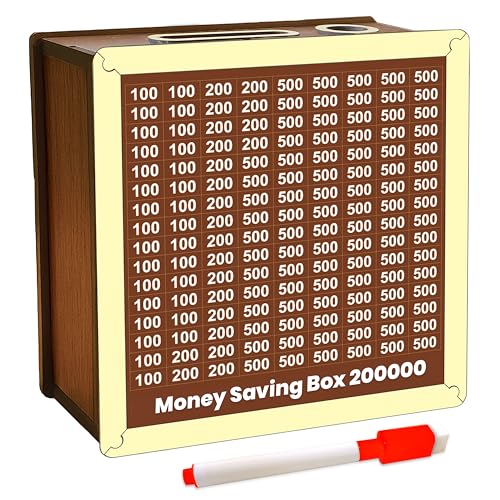 Money Saving Box for Kids and Adults | Wooden Money Bank with Loc...