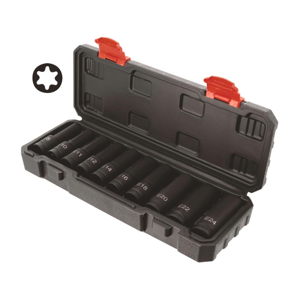 Coffret de 10 douilles à chocs torx femelle 1/​2