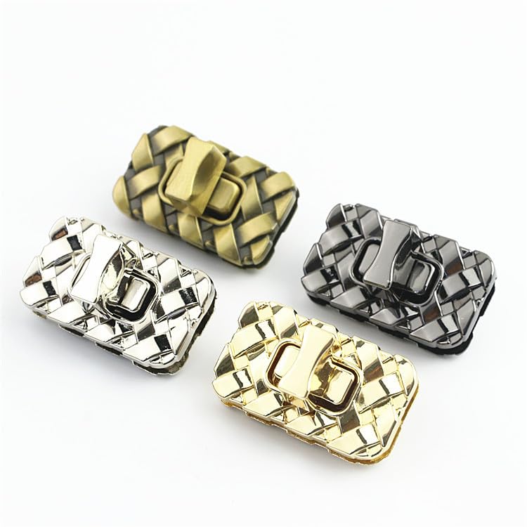 Zamek torebki, Zapięcie typu Twist Turn Lock, aluminiowe zapięcie 35x20mm Opakowanie 10 sztuk Wielokolorowe(Silver)