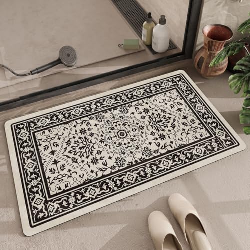 バスマット 吸水 速乾 お風呂マット ボヘミア風 御洒落 浴室足ふきマット 室内 滑り止め 大きめ おしゃれ 玄関マット 風水 清潔 抗菌防臭 足ふきマット 浴室 洗面所 お手入れ簡単 60×110cm