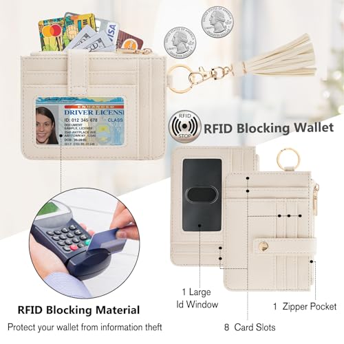 Image of KNGITRYI Wristlet Wallet for Women,RFID Keychain Wallet with Beaded Strap