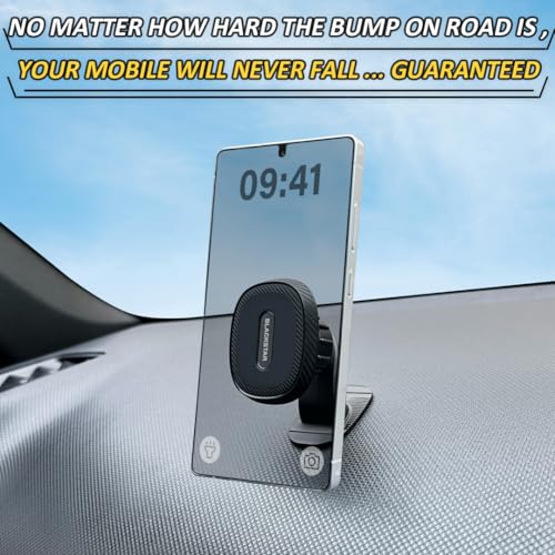 Image of Blackstar Armstrong - Multi-Purpose Magnetic Mobile Holder for Car Dashboard /Windshield with 540 Angle Rotation - Use in AC Vent & Car Dashboard (Incompatible with MagSafe)