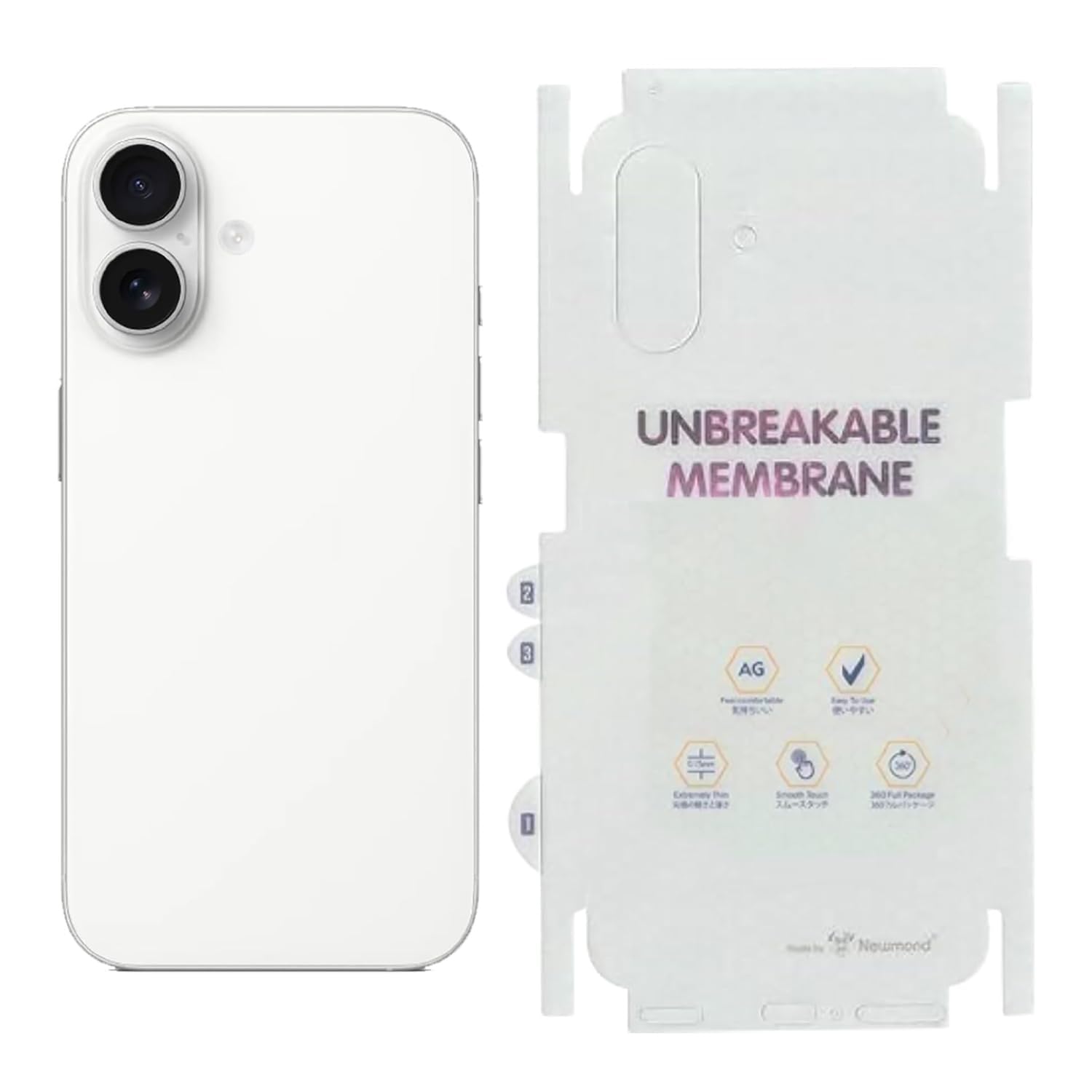 Matte Finish Full Body Cover Back Protector Compatible with iPhone 16 | Unbreakable Membrane Scratch Guard Full Fit Protective, Case Friendly, (Back & Side) (Pack of 1) Matte Finish Full Body Cover Back Protector Compatible with iPhone 16 | Unbreakable Membrane Scratch Guard Full Fit Protective, Case Friendly, (Back & Side) (Pack of 1)