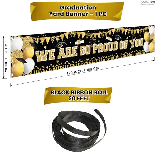 Image of KatchOn, XtraLarge We Are So Proud of You Banner - 120x20 Inch | Graduation Decorations 2026 | Black and Gold Graduation Yard Banner for Outdoor Grad Decorations 2026 | 2026 Graduation Banner