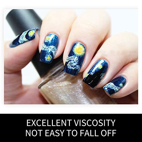 Bluezoo 60-9K23-QO28 3D Van Gogh'S Starry Night Fullnail Stickers, Full Nail Starry Sky Art Gel Nail Polish Sticker Decals, Shimmery Glittery, Long Lasting, Easy To Apply & Remove - 2 Sheets(28 Nail Wraps) And 1 Nail File thumb #2