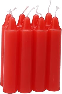 8 velas de barra cortas, color rojo, 2,1 x 10,8 cm