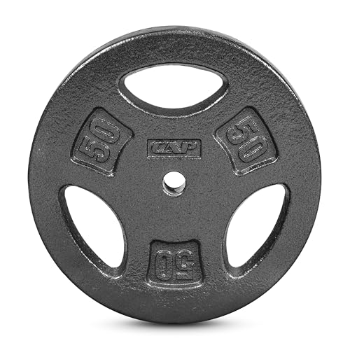 CAP Barbell Standard 1-Inch Grip Weight Plates 50 lbs BLACK Pack (x1)