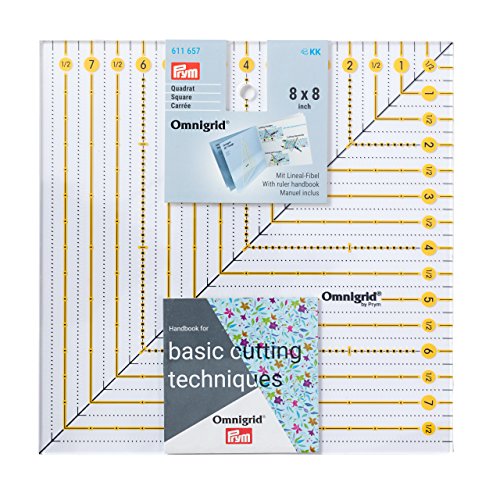 Prym Patchwork-Lineal Square 8 x 8 Inch Omnigrid Ruler, Transparent