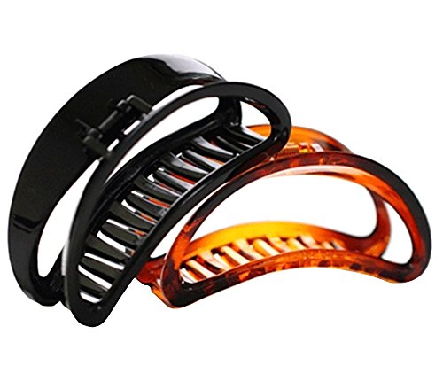 2PCS Women and Girls Hair Barrettes for Thick Hair Large Chic Styling Hair Claw Clip Organic Glass Strong Holding Power Hair Clips Clamps Indoor Outdoor Hair Grip Hairpins Hairgrip