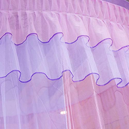 Mengersi Bed Canopy Mosquito Net - Princess Elegant Lace Round Sheer Mesh Bed Curtains - Princess Dome Bedding Net For Twin Full Queen King Size (Pink And Purple) #TOP4