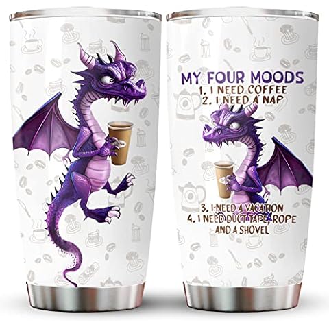 34HD Dragon Gifts for Dragon Lovers, Four Moods Dragon Tumbler with Lid, 20 Oz Tumbler, Dragon Coffee Cup, Dragon Gifts for Women Men Cover