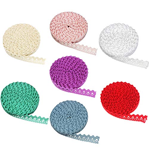 Idongcai Mixed Color Lace Trim For Sewing Lace Ribbon For Craft Multicolor Crocheted Lace Scallop Edge For Junk Journals 0.6'' Wide 35 Yards #TOP14