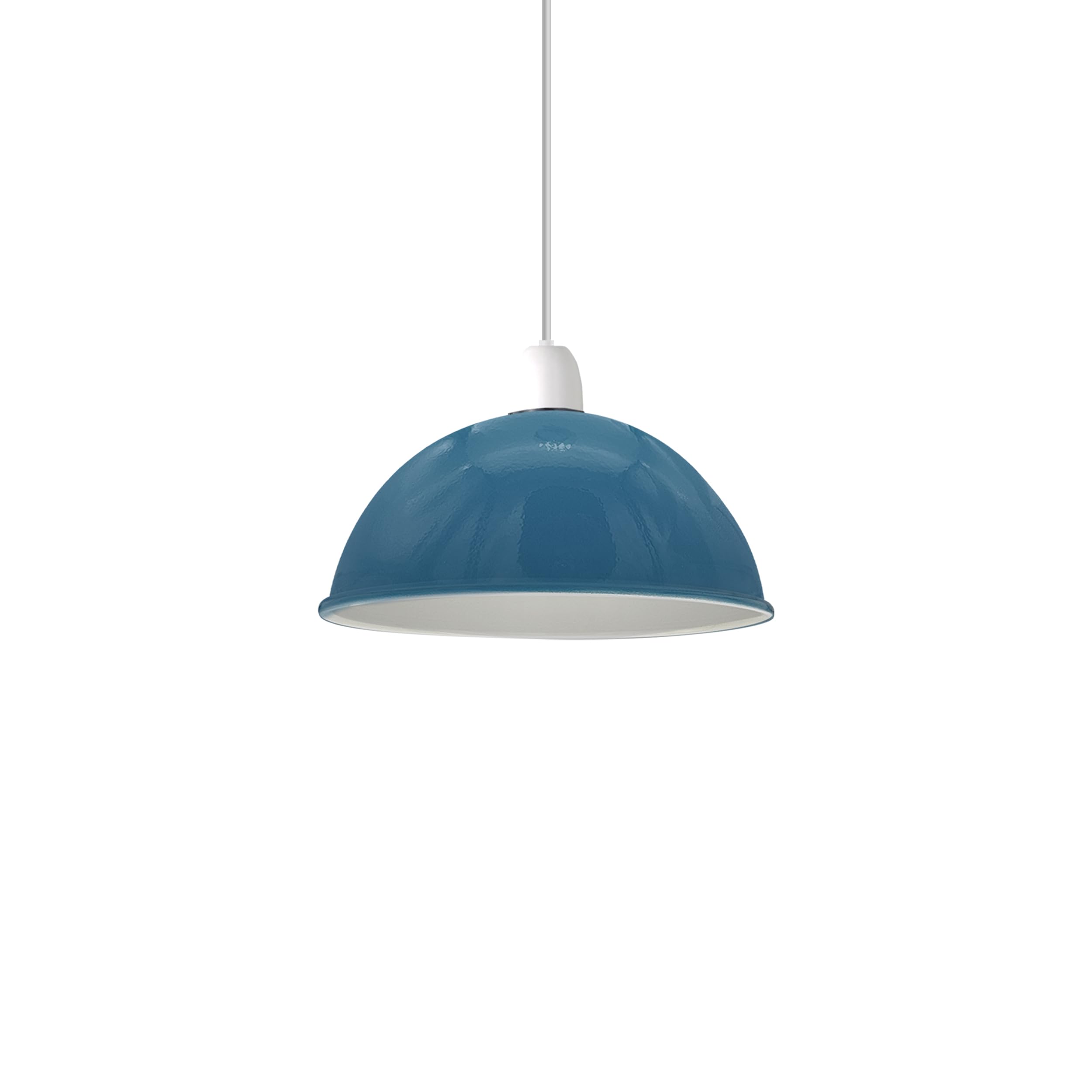 Modern Painted Ceiling Light Shade, Industrial Metal Lamp Shades, Non Electric Bulb Guard Vintage Lampshade for Kitchen, Living Room, Bedroom (Cyan Blue - 30cm Dome) — image 1