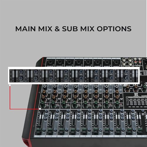 Image of Xtreme Acoustics 8-Channel Mixer Professional Audio Mixing Console with Bluetooth Connectivity, 99 Digital Effects Hybrid Input Ports, Individual Phantom Power, Dual AUX output