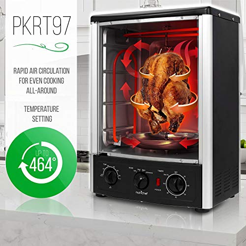 Nutrichef Vertical Countertop Oven with Rotisserie, Bake, Broil, & Kebab Rack Functions - Adjustable Settings - 2 Shelves - 1500W - Thanksgiving Turkey - Includes Grill, Kebab Skewer Racks & Bake pan by Nutrichef - Image 4
