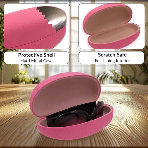 Image of MyEyeglassCase Large Hard Sunglasses Case | fits Large curved Sunglasses, with microfiber bag and cleaning cloth