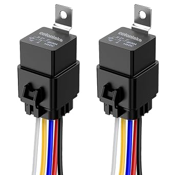 5Pin 12V 40/30 Amp Waterproof Relay Switch Harness Set - 12V DC 5-Pin SPDT Automotive Relays 14 AWG Hot Wires2Pcs
