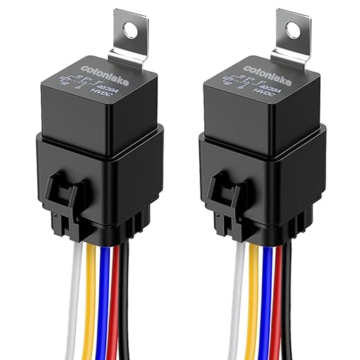 5Pin 12V 40/30 Amp Waterproof Relay Switch Harness Set - 12V DC 5-Pin SPDT Automotive Relays 14 AWG Hot Wires(2Pcs)
