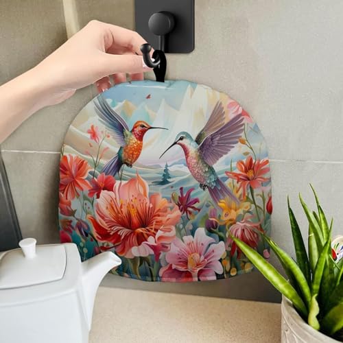 Image of Hummingbird Tea Cozy for Teapot Insulated Rose Hibiscus Tea Pot Cover Home Kitchen Decorative Tea Cosy for Teapot Dust Protector for Women