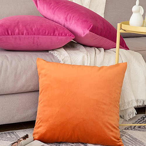 Image of MIULEE Pack of 2, Velvet Soft Solid Decorative Square Throw Pillow Covers Set Cushion Case for Sofa Bedroom Car 18 x 18 Inch 45 x 45 cm