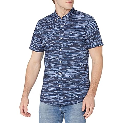 Goodthreads Camisa de Popelín Estampada de Manga Corta de Ajuste Entallado Hombre Cover