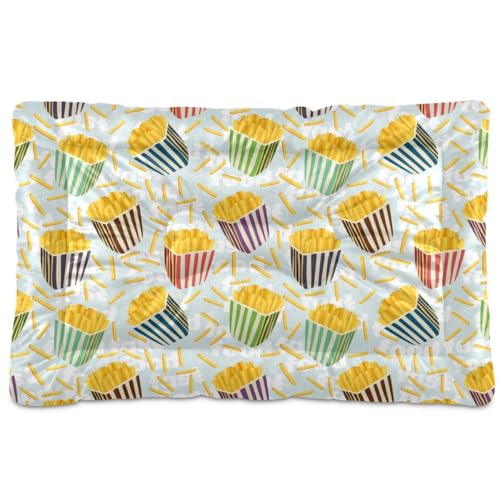 Akiraki ペットベッド 猫ベッド 犬用ベッド 猫 マット ポテトチップス 食べ物 ファーストフード 可愛い ペットクション 洗える 滑り止め 丈夫 耐用 通気性いい 四季通用 猫用ベッド 小型犬 寝床 約45x60cm