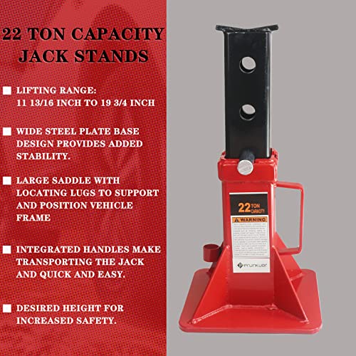 22 Ton (44,000 Lbs) Heavy Duty Pin Type Professional Car Jack Stands With Lock Adjustable Height To 19.75" Fit For Supporting Trucks, Trailers And Equipment, 1 Pair #TOP1