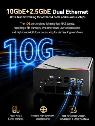 Image of GMKtec EVO-T2S AI Mini PC Core Ultra X7 358H (up to 5.1GHz) Mini Gaming Computers, 64GB LPDDR5X 8533 MT /S, Phison AI SSD 853GB PCIe 5.0 SSD, Oculink, WiFi 7, BT5.4 & Dual USB4, Dual NIC 10G /2.5G