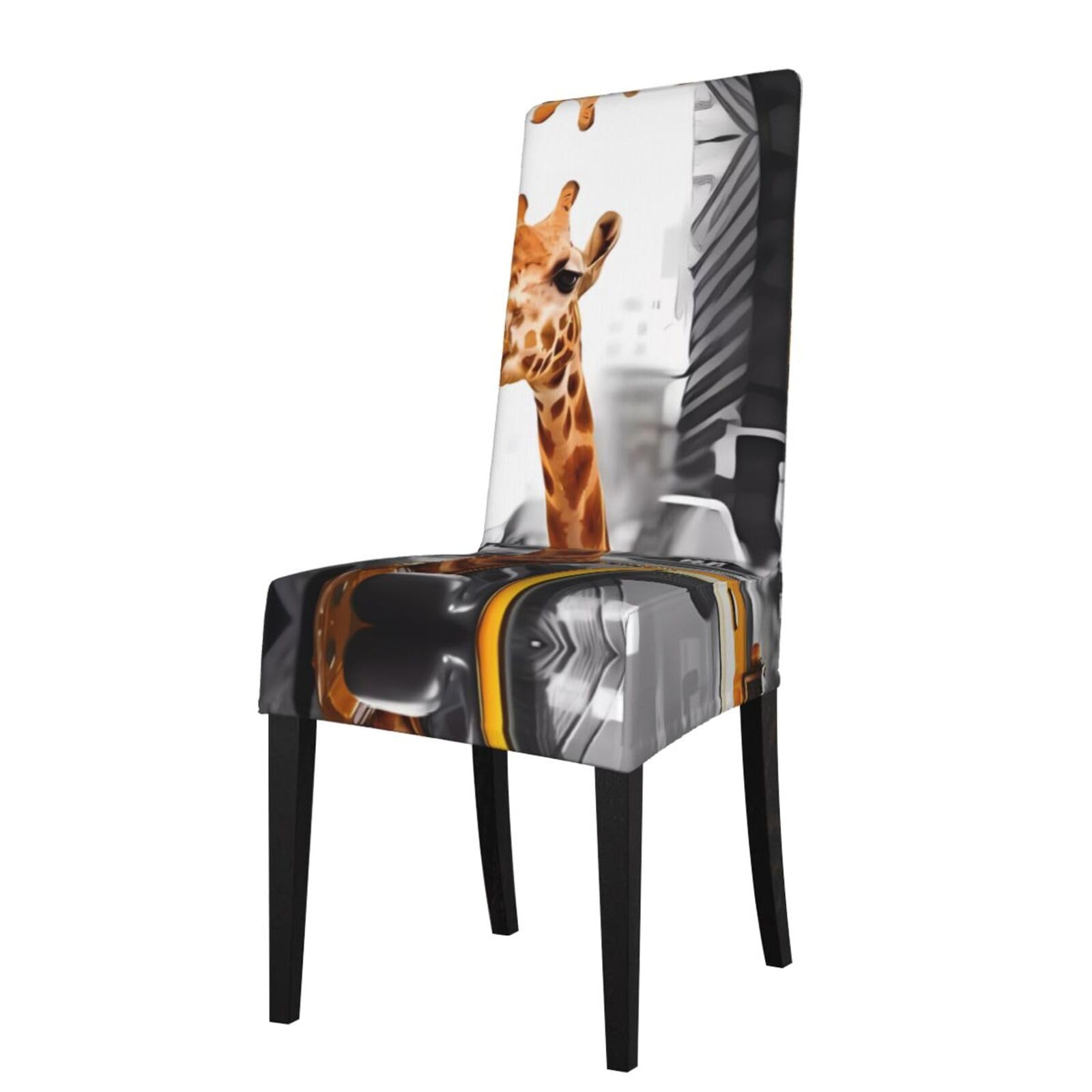 YYHHAOFA giraffe in new york Prints Dining Chair Throws - Stretchable Polyester-Spandex Slipcovers for Refreshing Your Dining Room Decor