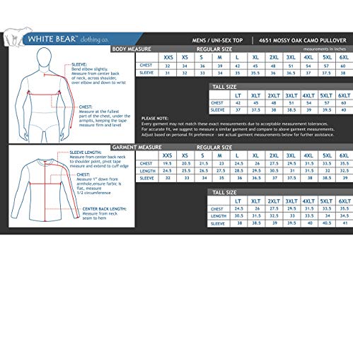 White Bear Clothing Co. Camo Pullover Style 4651, 18 Sizes: XXS-6XL, LT-6XT2