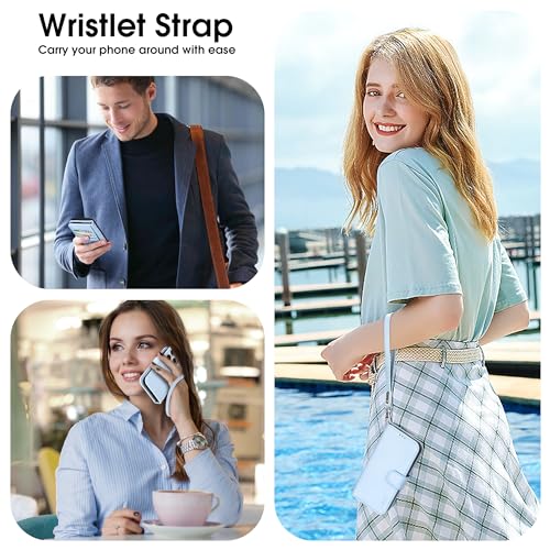 Funda para iPhone 2024 Pro con bloqueo RFID y pulsera anticaída lichi 5