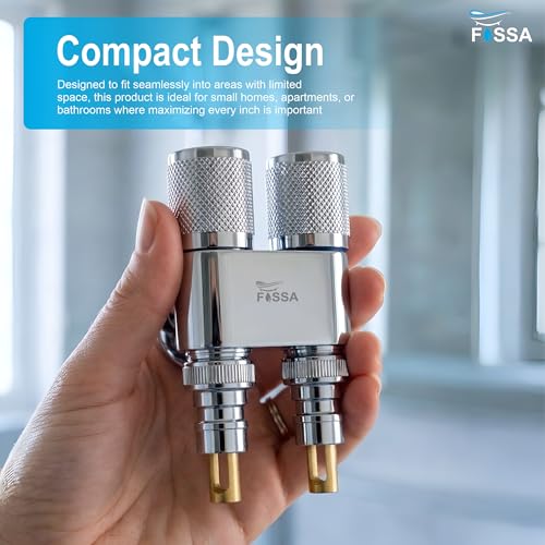 Image of Fossa 2 in 1 Stainless Steel Angle Valve for Washing Machine, Toilet,- Dual Control Wall Mounted Water Faucet | Compact Multi-Use Tap for Kitchen, Laundry, Bathroom Setup | (Chrome Finish) Silver