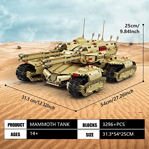 Mould King 20011 Tanks Building Kits for Boys, 3296 Pieces MOC Bricks Toys RC Battle Tank Model Sets to Build, Collectible Display Toy for Kids