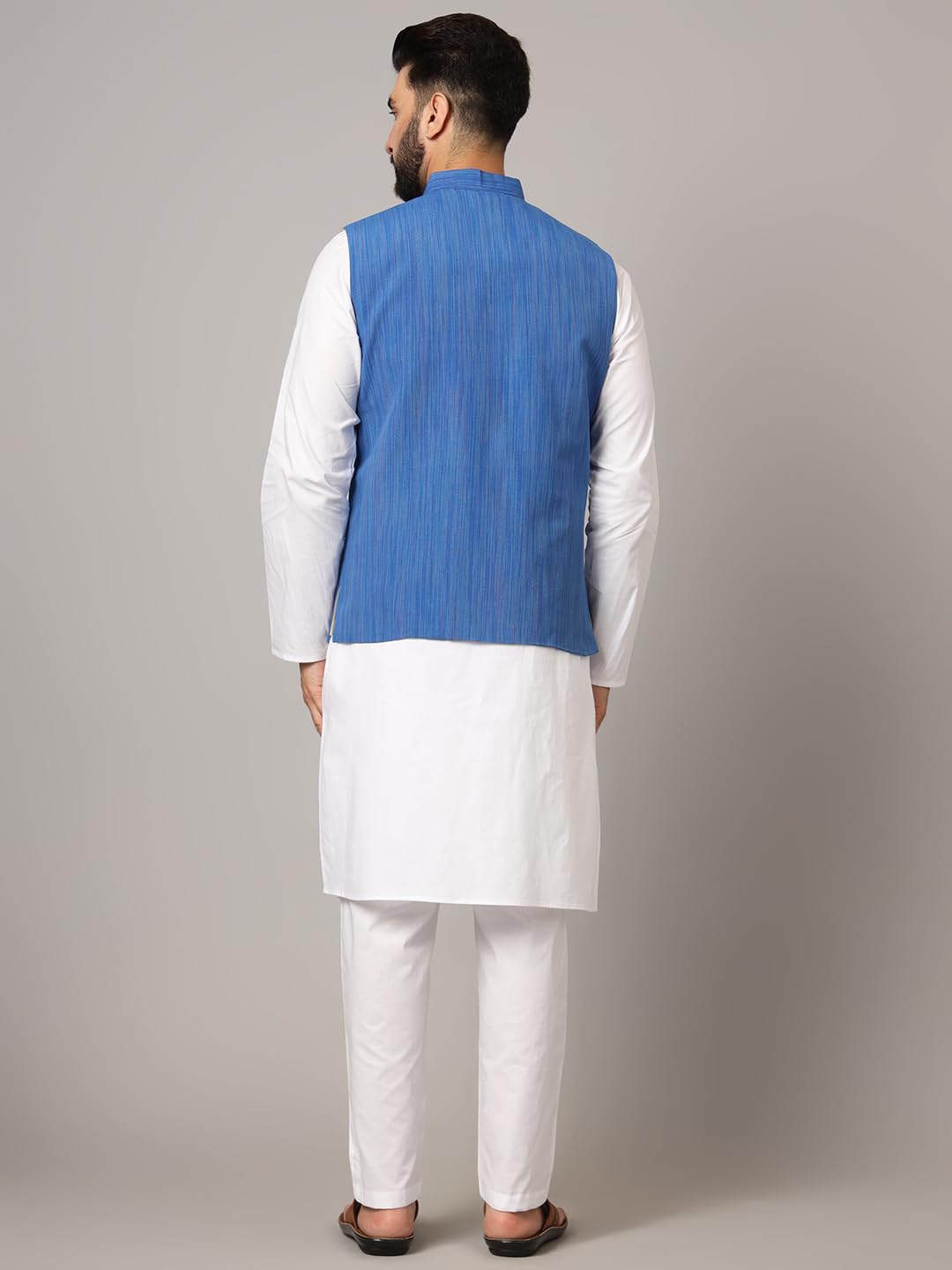 LATEST CHIKAN Men's Nehru Jacket/Waistcoat Sophisticated Ethnic Wear - SARRI-DJ-BL-46 - Image 5 thumbnail
