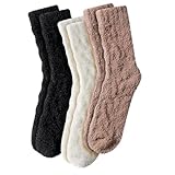 Flauschige Socken für Damen – 3 Paar warme, gemütliche Socken für Damen, Mutter,...