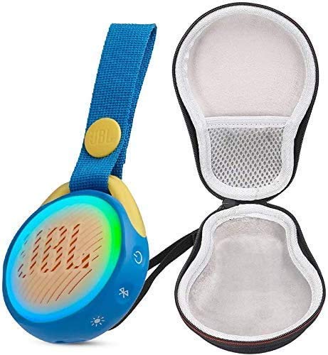 JBL JR POP Waterproof Portable Bluetooth Speaker for Kids Bundle with Deluxe CCI Hard-Shell Case Blue 1-Pack Renewed