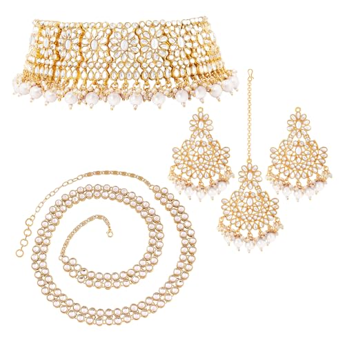 Image of Peora Kundan Faux Pearl Traditional Jewellery Set Gift for Women