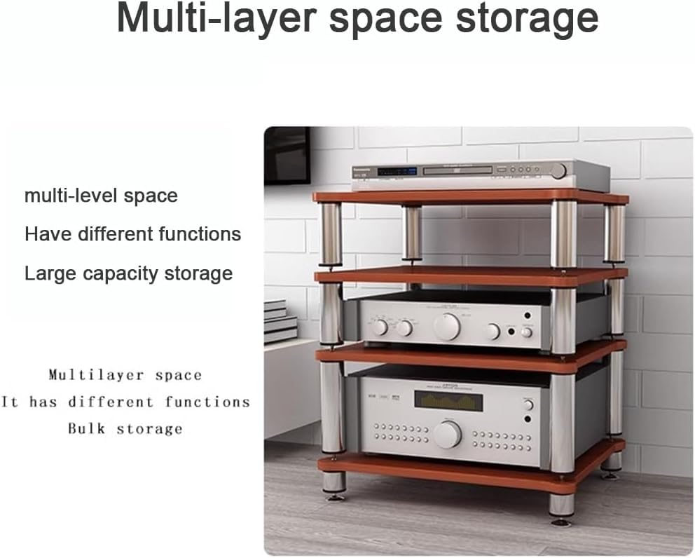 Générique Étagère Audio HiFi à 4 Niveaux | Support AV pour Tourne-disques et Autres appareils | Pieds amortisseurs | Idéal pour Le Home cinéma, Le matériel Audio et Le Rangement des Composants