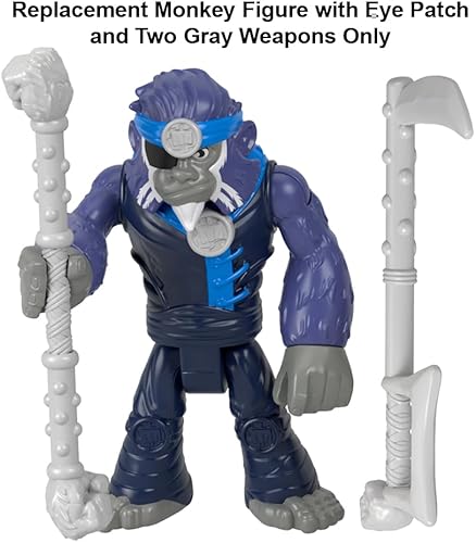 Miniatura 5 de Fisher-Price Pieza de repuesto Imaginext Gorilla Fortress Playset  HML57  GYX00  Figura de mono posable de repuesto con parche en el ojo y dos armas