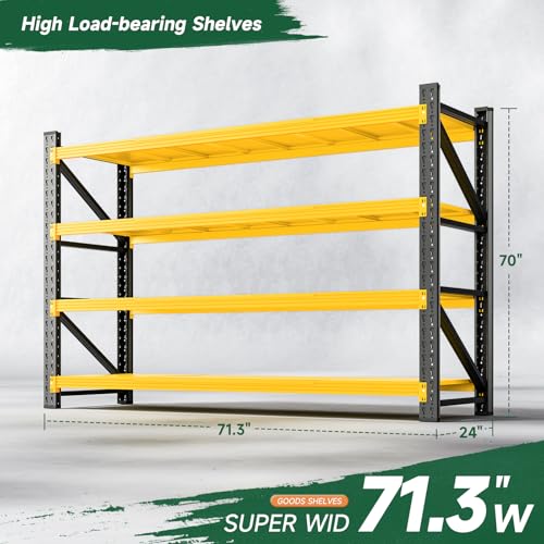 Image of Letaya 71.3 inch W Metal Storage Shelves,5000LBS Heavy Duty Garage Shelving Units, 4 Tier Adjustable Utility Rack Shelf,Large Industrial Shelves,for Shop,Warehouse,Basement (71.3 inch W x 24 inch D x 70 inch H)