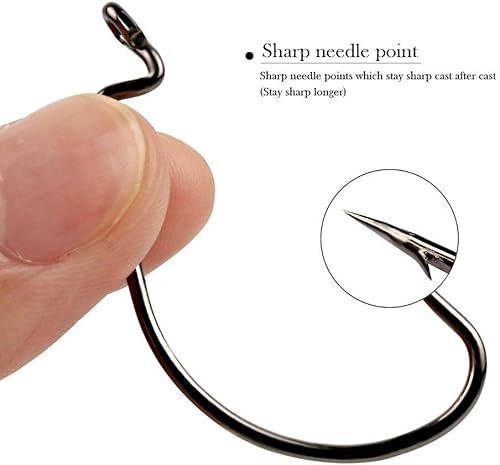 Vista 16 de Sougayilang Anzuelos de pesca de acero de alto carbono gusano cebo suave anzuelos de pescado con caja de plástico 25 piezas ponderadas