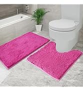 Flotstiga Valentine's Day Bathroom Mat Bathroom Rugs Chenille, Extra Thick and Absorbent, Non-Sli...