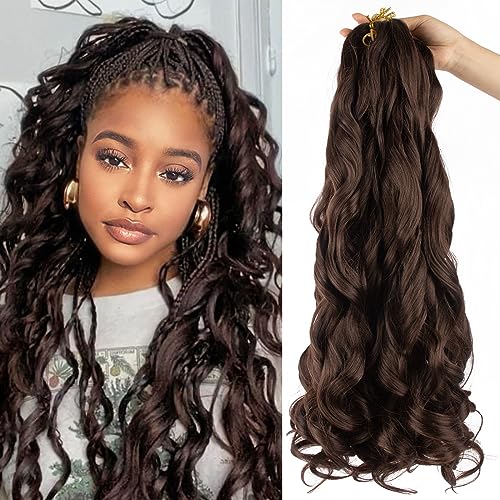 Curly Braiding Hair 24 Inch 8 PacksPre Stretched French Braiding Hair With Curly Ends French Curl Braids Crochet Hair Extensions (4#