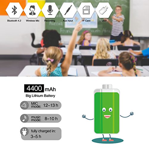 Bluetooth Wireless Voice Amplifier Microphone Speaker Waterproof, Wireless Microphone Headset Voice Amplifier Portable Megaphone Pa System Amp 18W Output For Outdoor, Teachers, Classroom, Elderly #TOP2