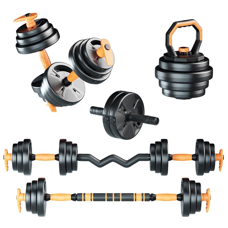 Strongway® Adjustable 6 in 1 Dumbbell Straight and Curl Barbell Kettlebell Push Up Set - 20KG 30KG 40KG SETS - Weight Lifting for Home Gym Fitness