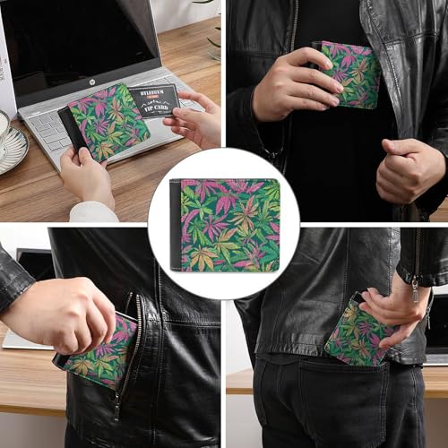 Hawaii Weed Leaves Fashion Bifold Wallets for Men Women Slim & Thin Credit Card Holder Wallet Purse3