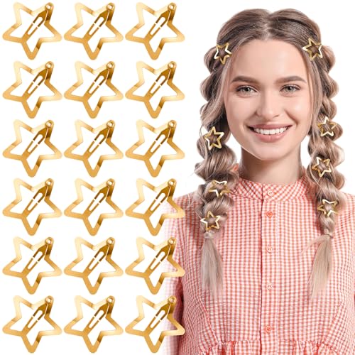 Joez Wonderful 20 Pcs Gold Star Hair Clips, 1.18"/3Cm Metal Snap Hair Clips, Cute Star Clips Hair Barrettes cover